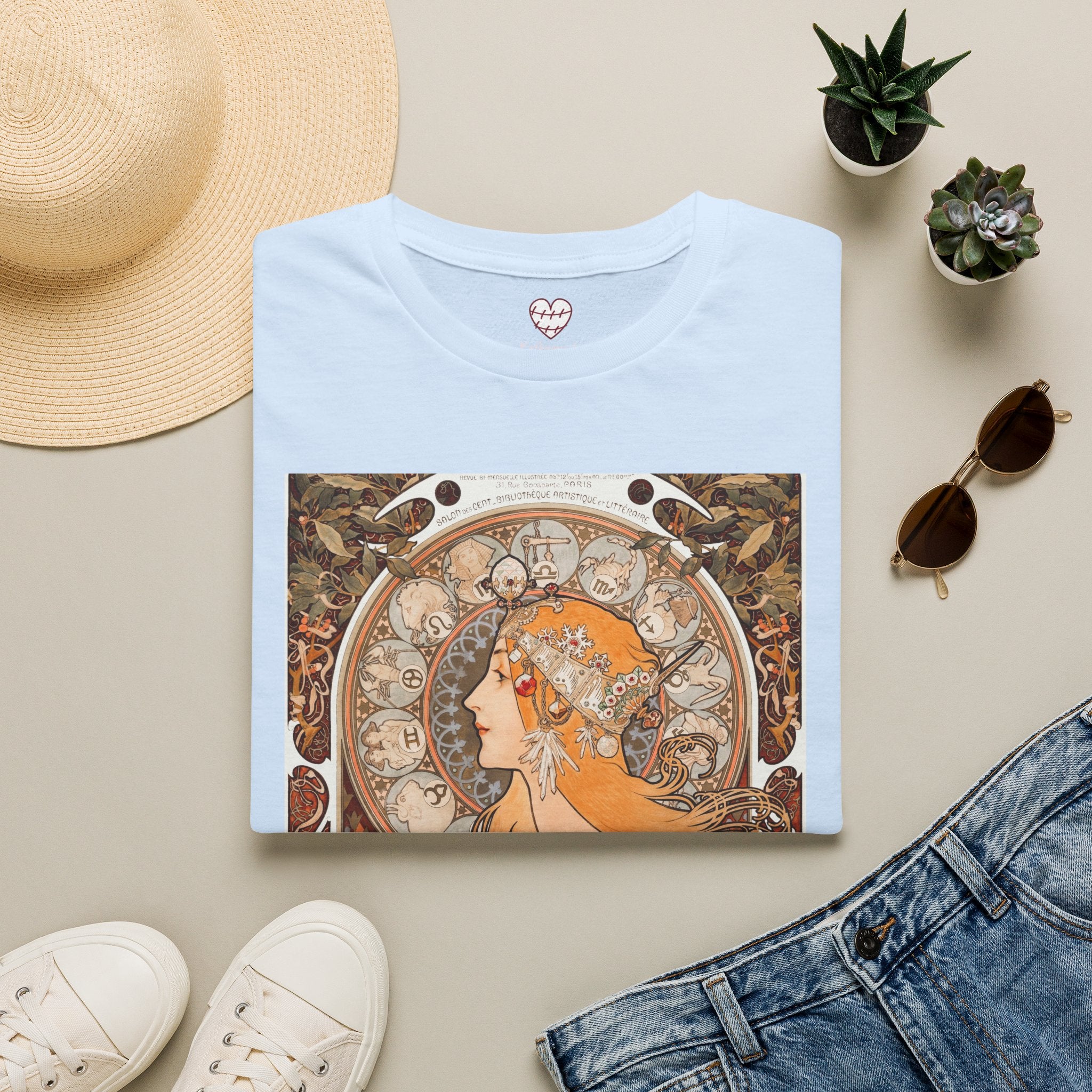 Art Nouveau Floral Goddess T-Shirt — Vintage Portrait Tee