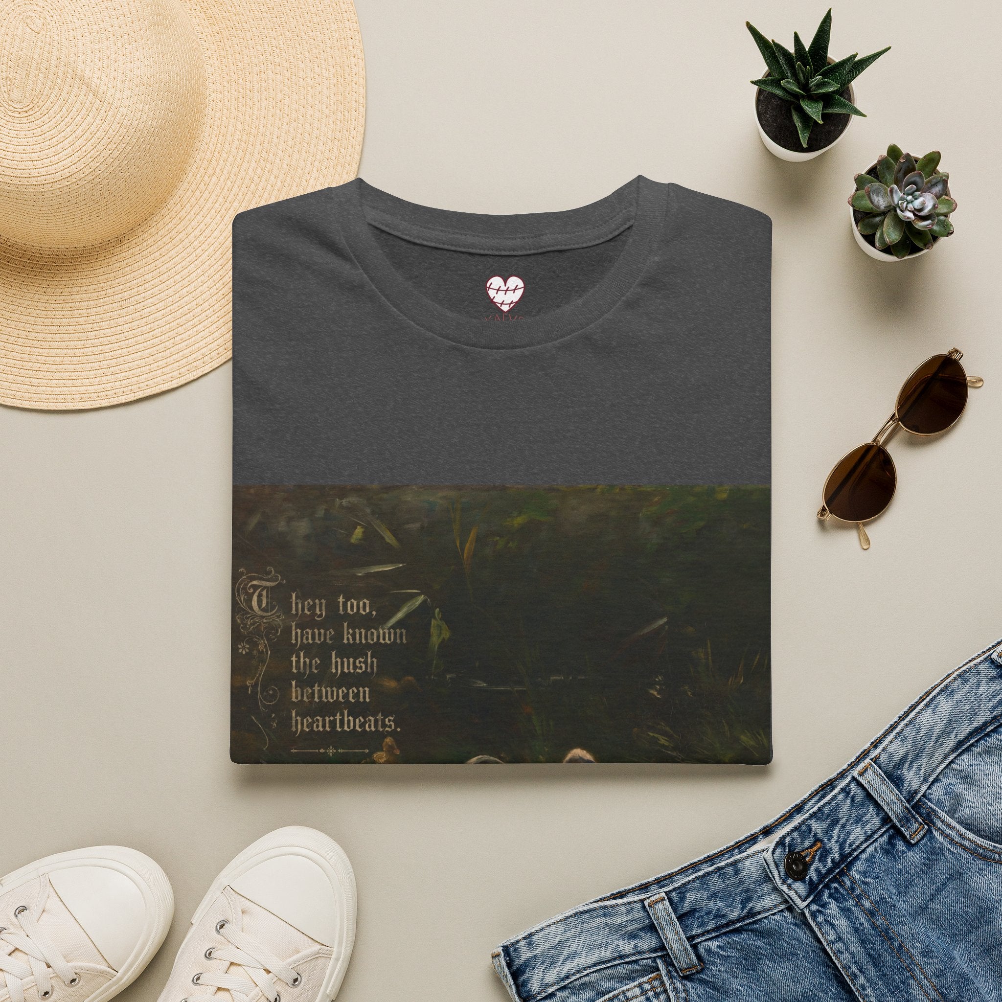 Vintage Cottagecore Tee — "To live too, have known the hush between heartbeats"