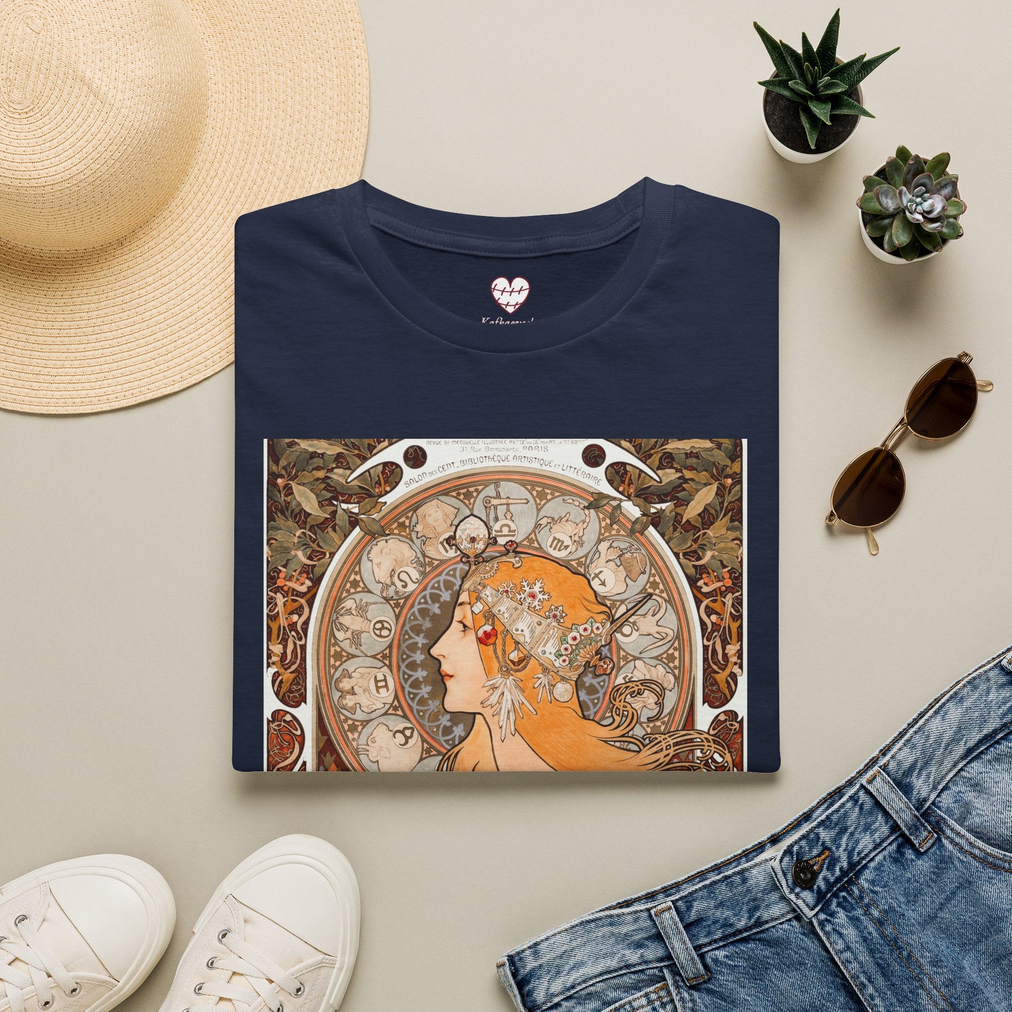 Art Nouveau Floral Goddess T-Shirt — Vintage Portrait Tee