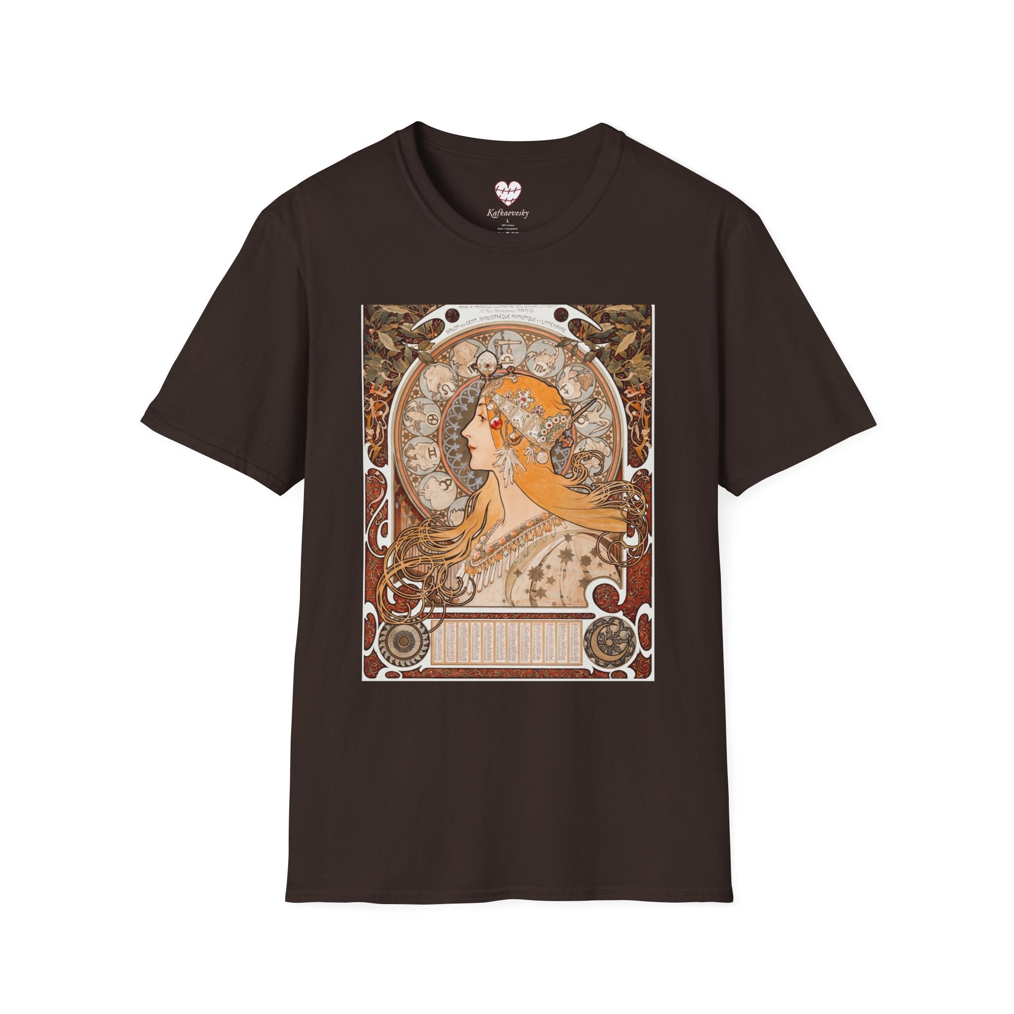 Art Nouveau Floral Goddess T-Shirt — Vintage Portrait Tee