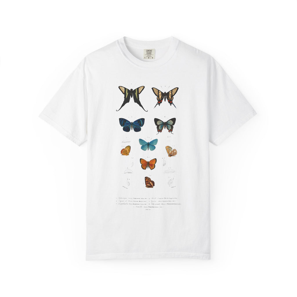 Butterfly & Floral Bird Tee — Vintage Nature Graphic T-Shirt