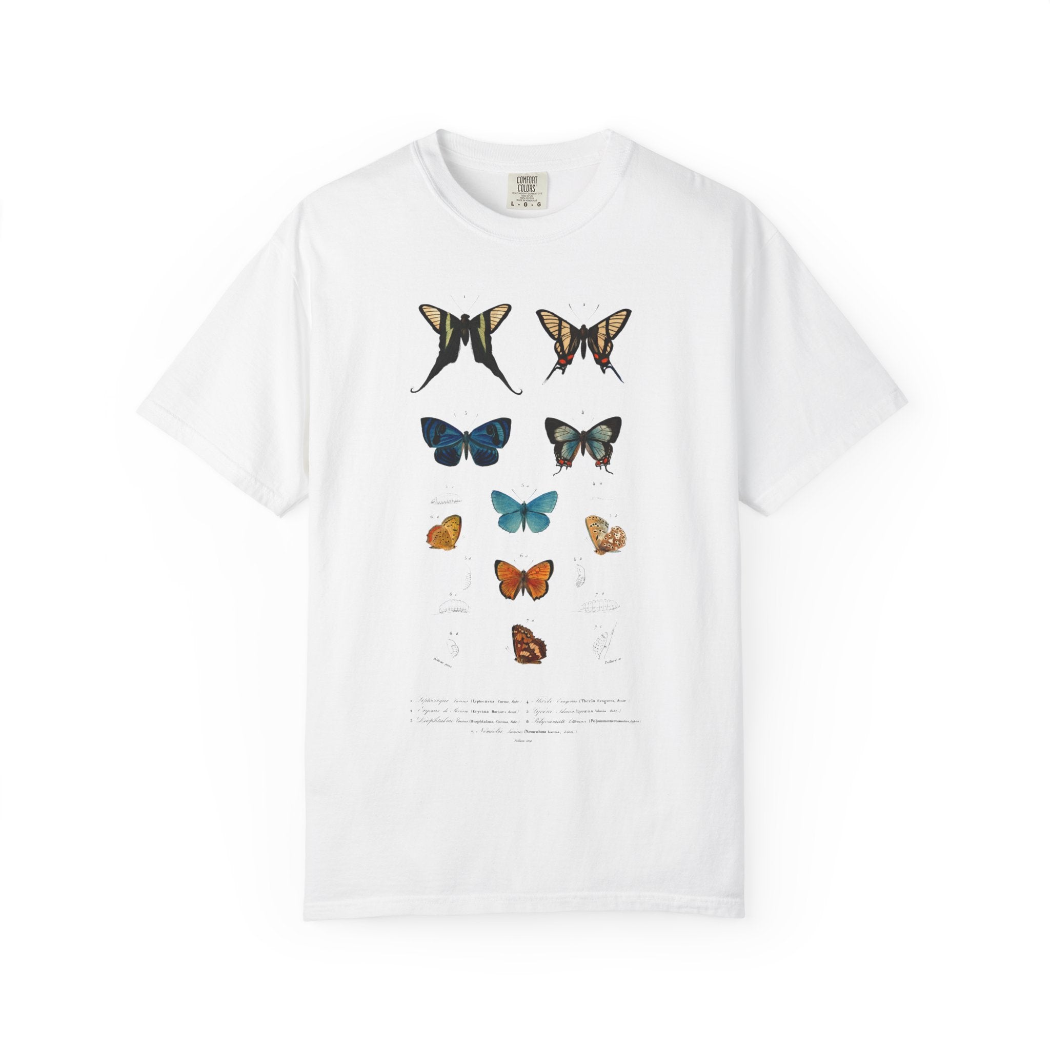 Butterfly & Floral Bird Tee — Vintage Nature Graphic T-Shirt