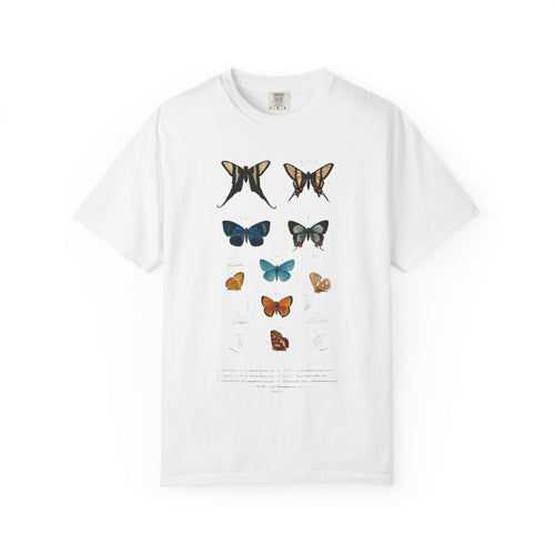 Butterfly & Floral Bird Tee — Vintage Nature Graphic T-Shirt