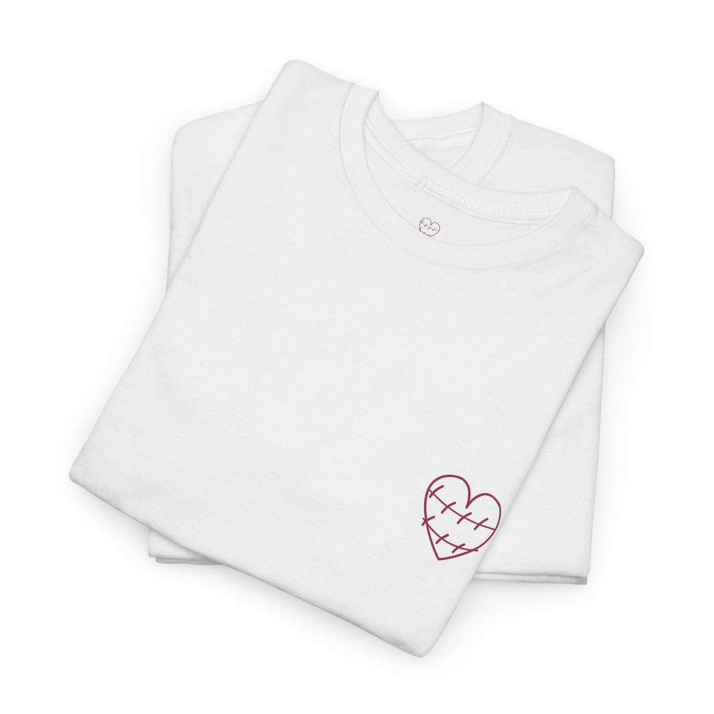 Heart Script Tee — 'Love Me Back Together' Minimalist Cotton T-Shirt