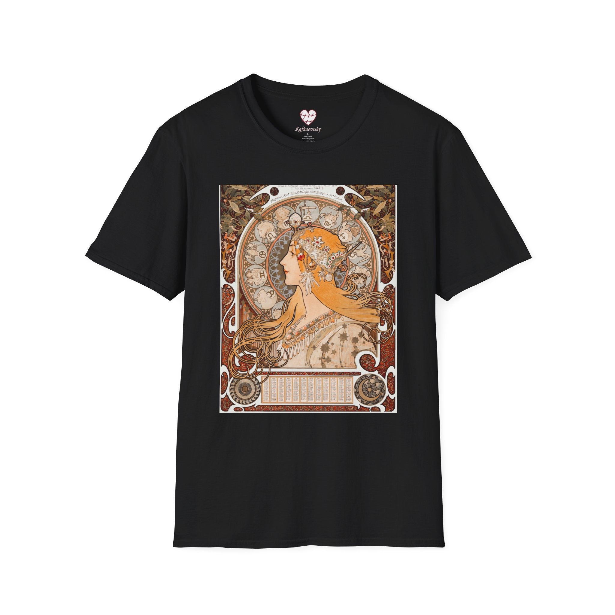 Art Nouveau Floral Goddess T-Shirt — Vintage Portrait Tee
