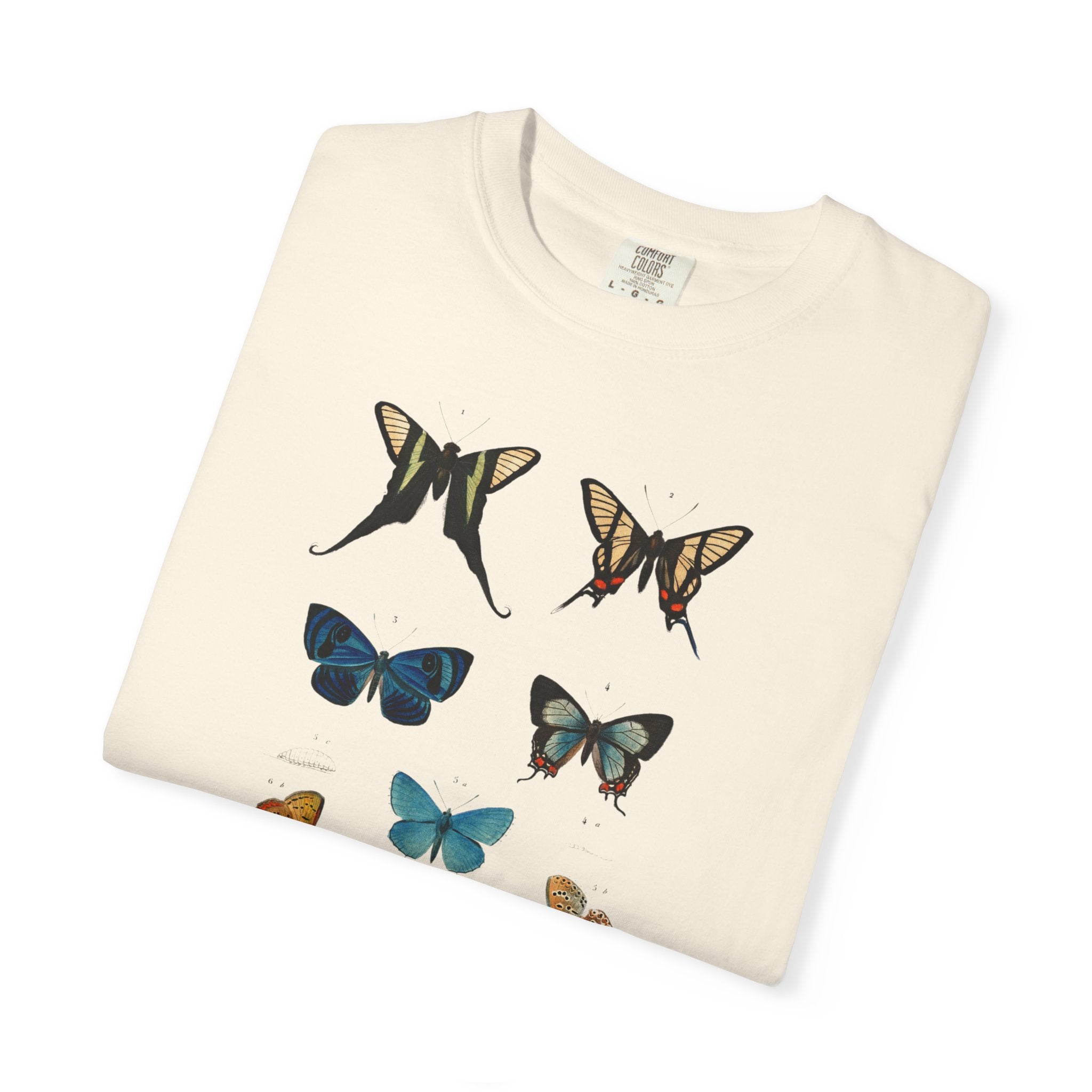 Butterfly & Floral Bird Tee — Vintage Nature Graphic T-Shirt
