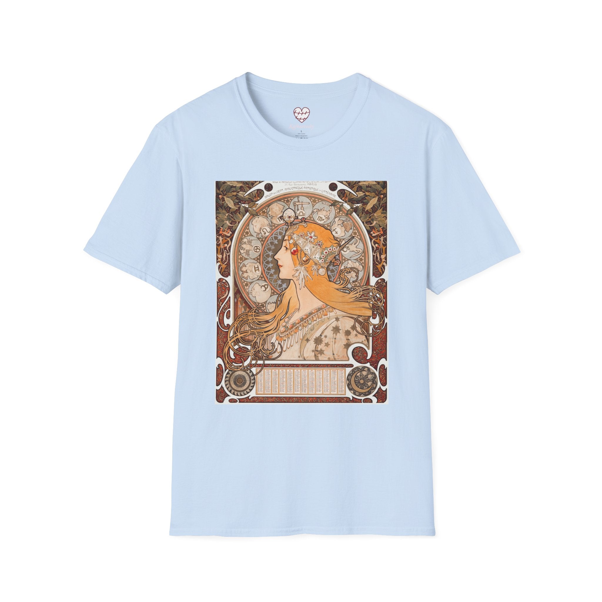 Art Nouveau Floral Goddess T-Shirt — Vintage Portrait Tee