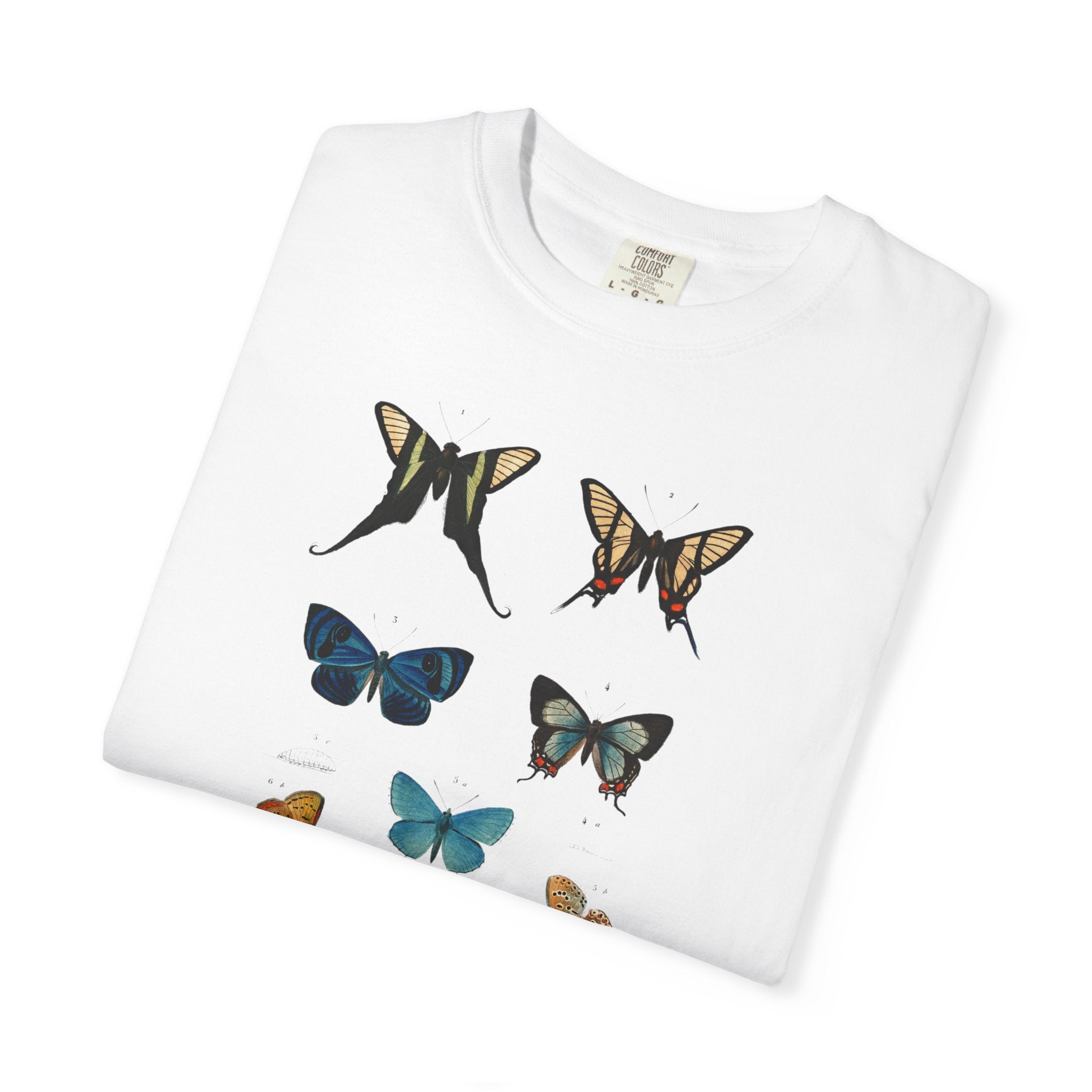 Butterfly & Floral Bird Tee — Vintage Nature Graphic T-Shirt