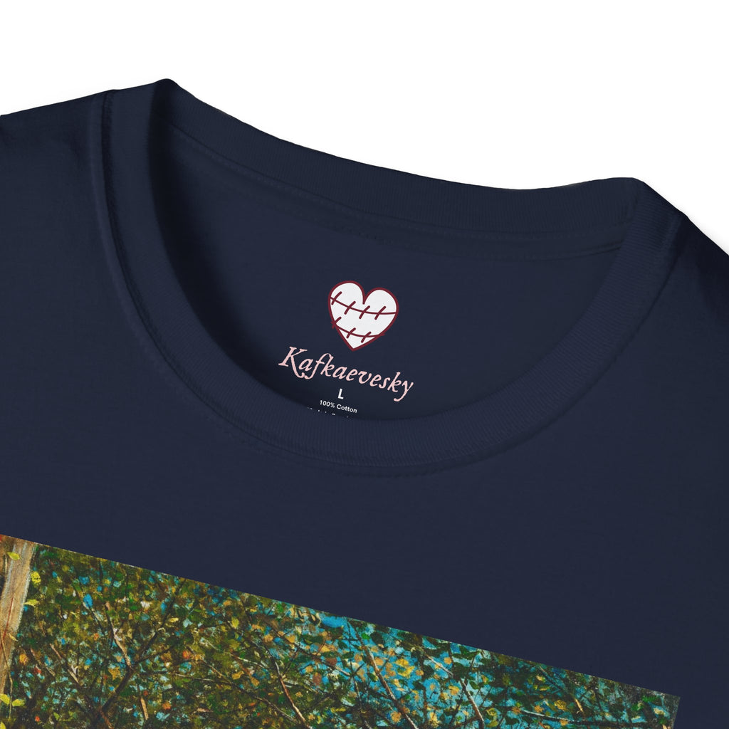 Art Nouveau Garden Print T‑Shirt — Woman in White Vintage Painting Tee