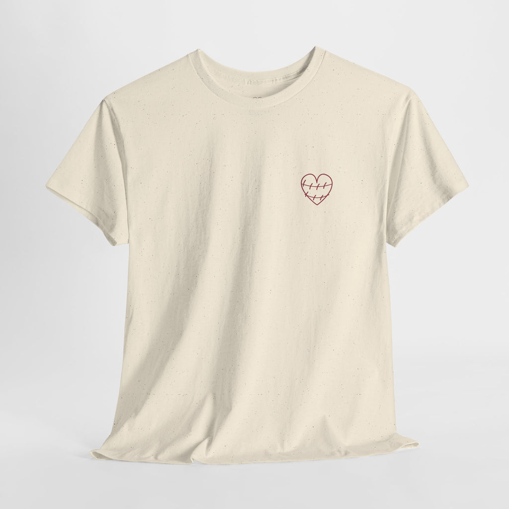Heart Script Tee — 'Love Me Back Together' Minimalist Cotton T-Shirt