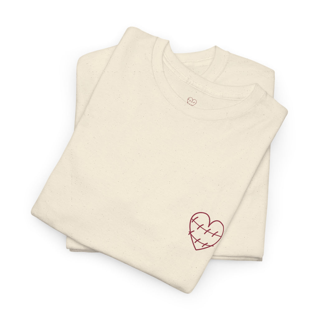 Heart Script Tee — 'Love Me Back Together' Minimalist Cotton T-Shirt