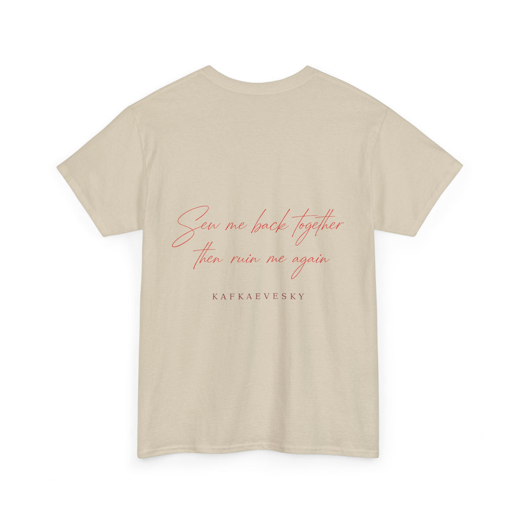 Heart Script Tee — 'Love Me Back Together' Minimalist Cotton T-Shirt