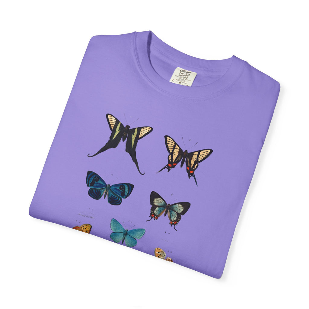 Butterfly & Floral Bird Tee — Vintage Nature Graphic T-Shirt
