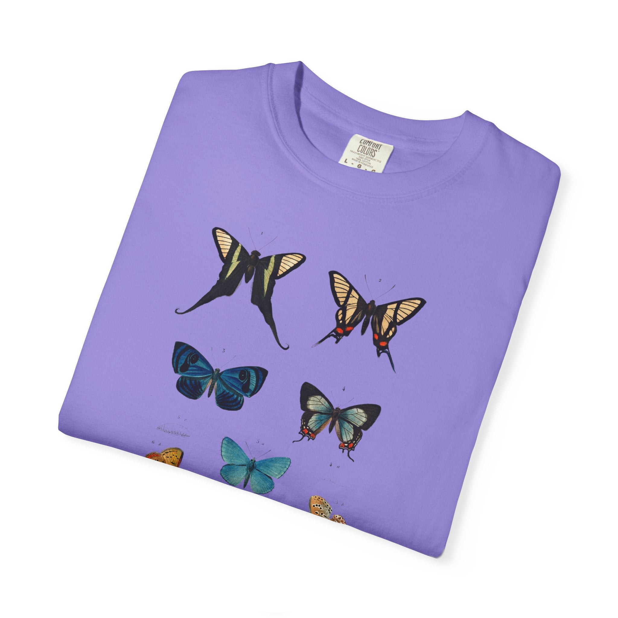 Butterfly & Floral Bird Tee — Vintage Nature Graphic T-Shirt