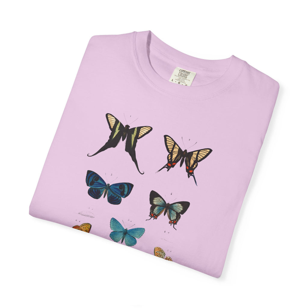Butterfly & Floral Bird Tee — Vintage Nature Graphic T-Shirt