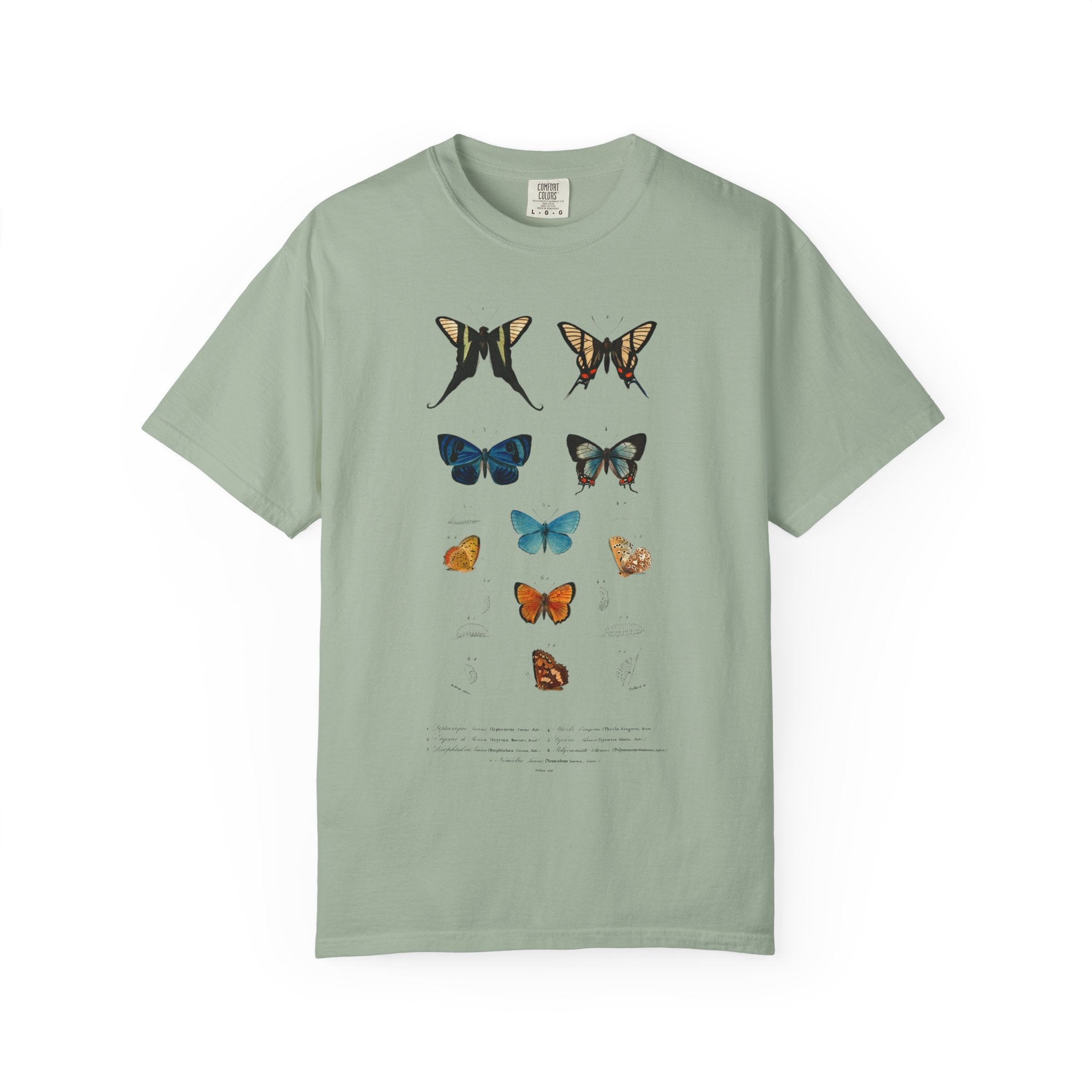 Butterfly & Floral Bird Tee — Vintage Nature Graphic T-Shirt