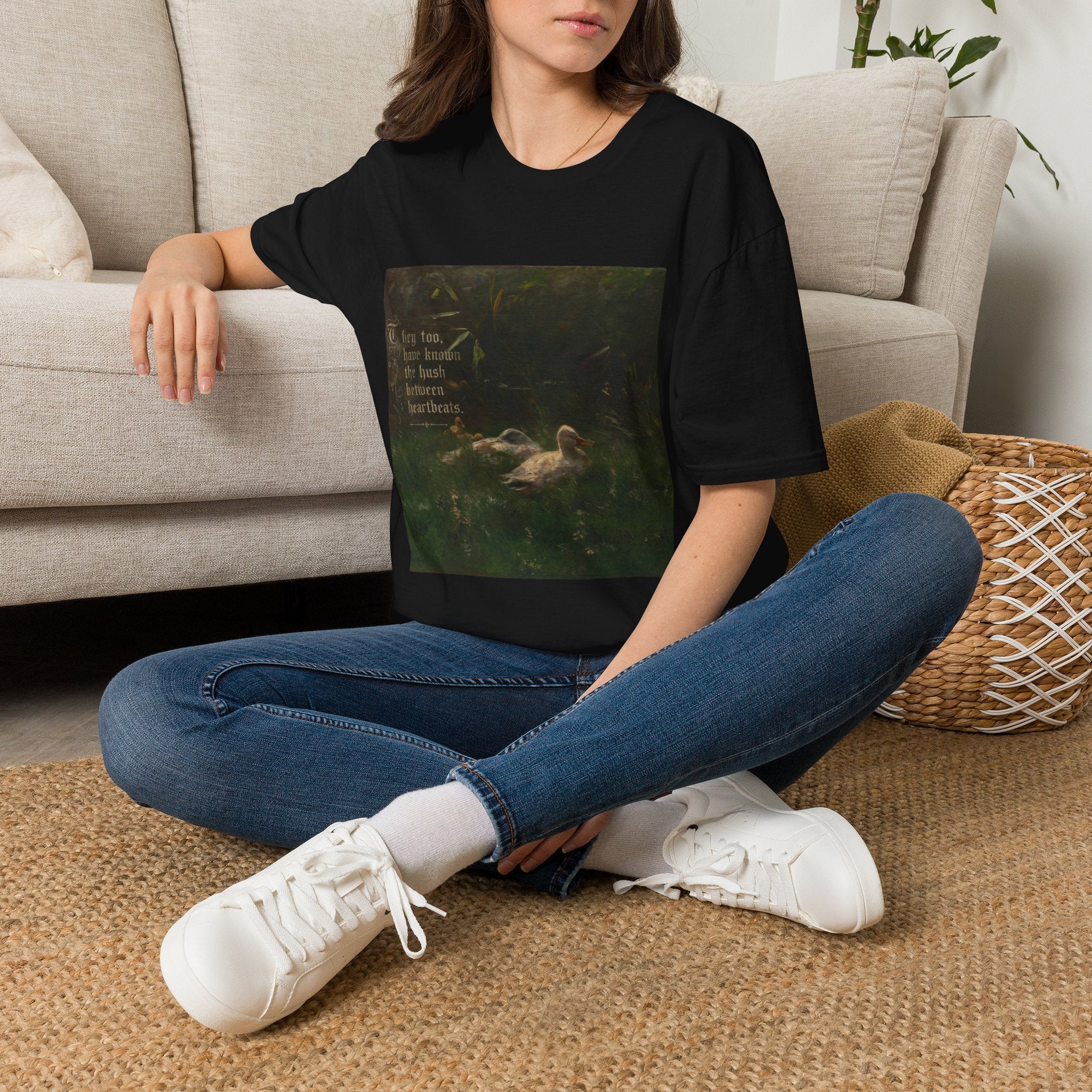 Vintage Cottagecore Tee — "To live too, have known the hush between heartbeats"