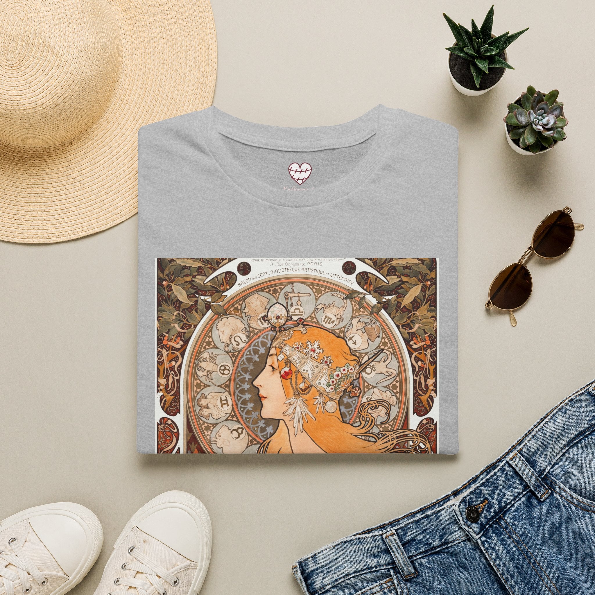 Art Nouveau Floral Goddess T-Shirt — Vintage Portrait Tee