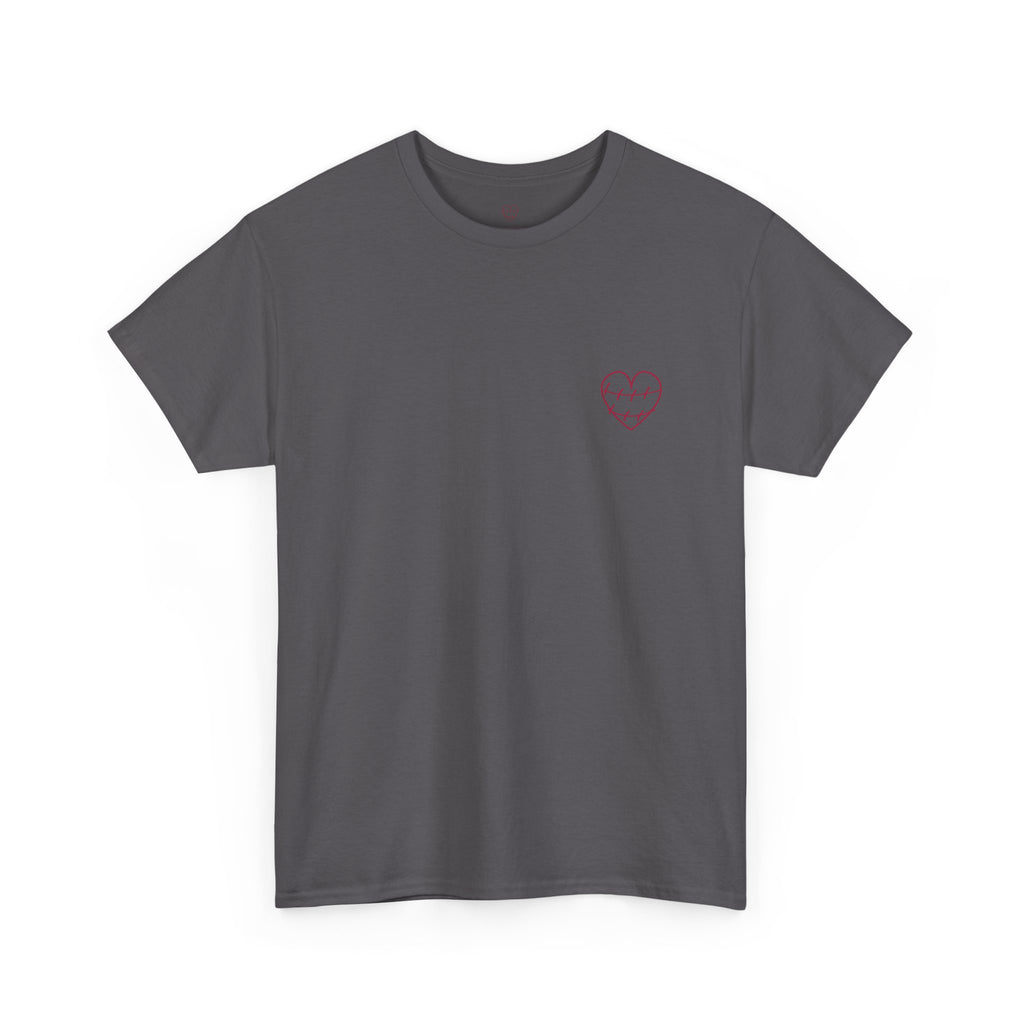 Heart Script Tee — 'Love Me Back Together' Minimalist Cotton T-Shirt