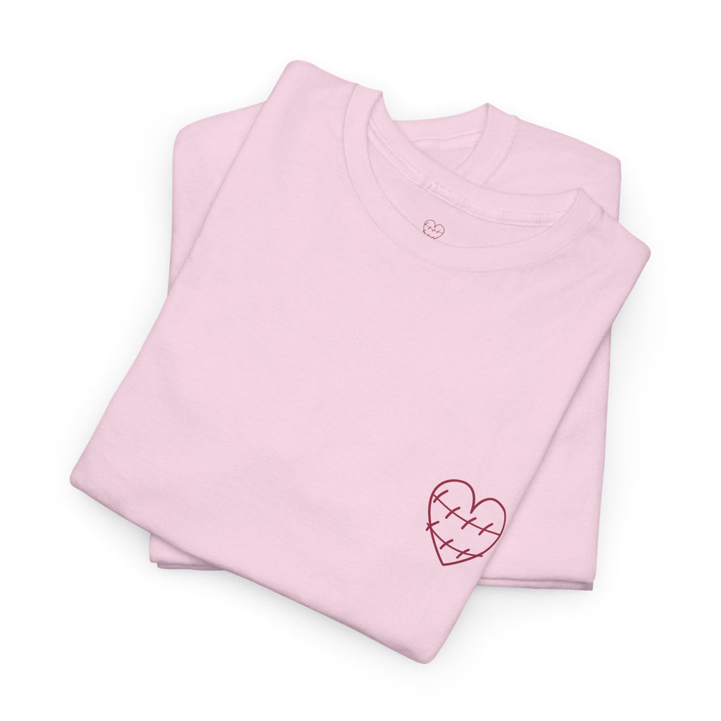 Heart Script Tee — 'Love Me Back Together' Minimalist Cotton T-Shirt