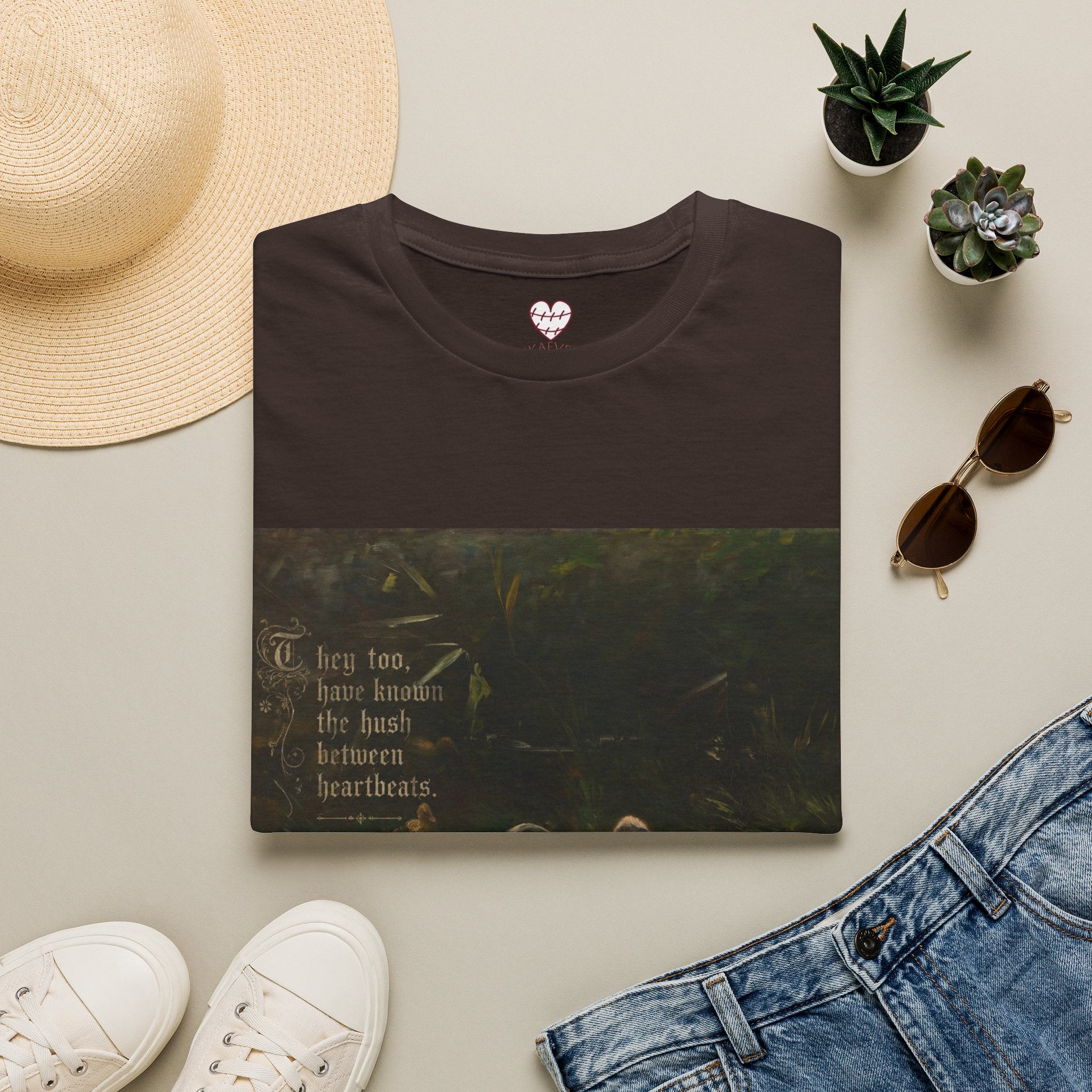 Vintage Cottagecore Tee — "To live too, have known the hush between heartbeats"