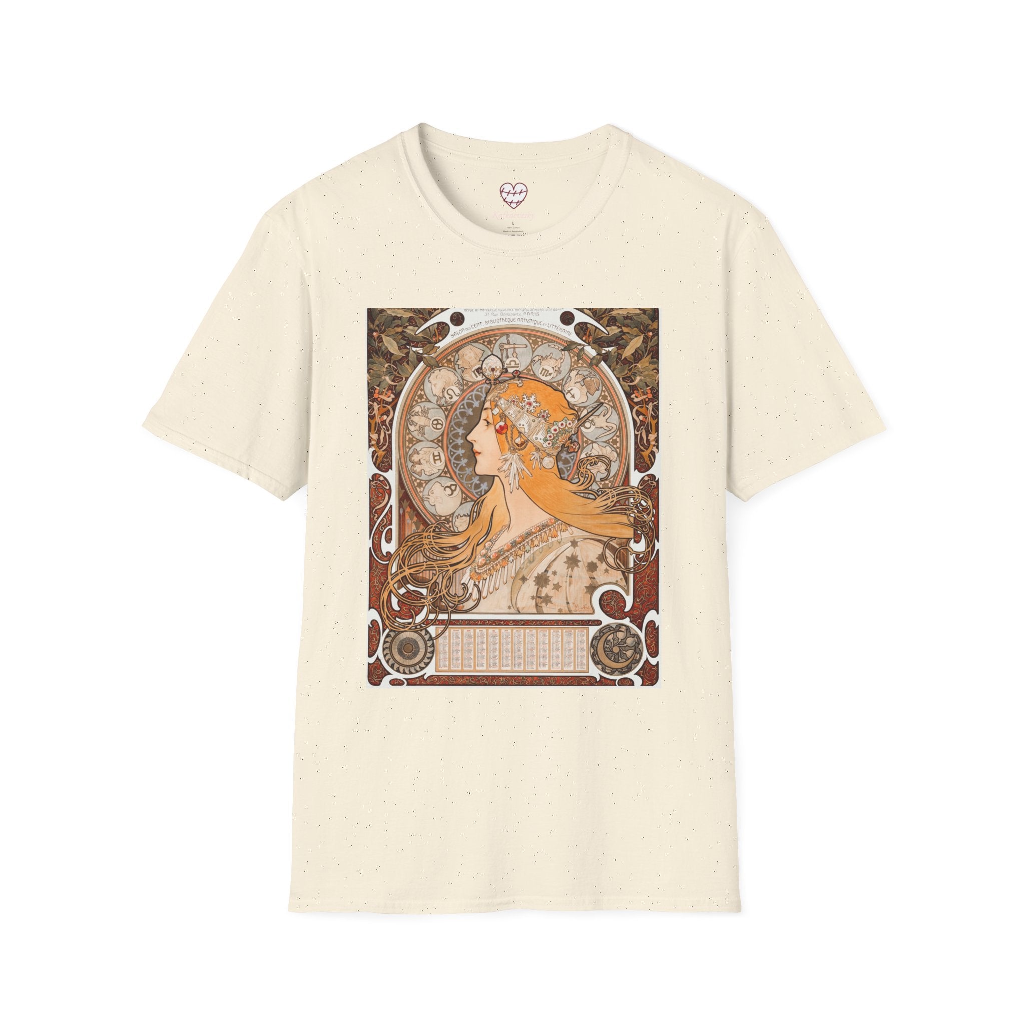 Art Nouveau Floral Goddess T-Shirt — Vintage Portrait Tee