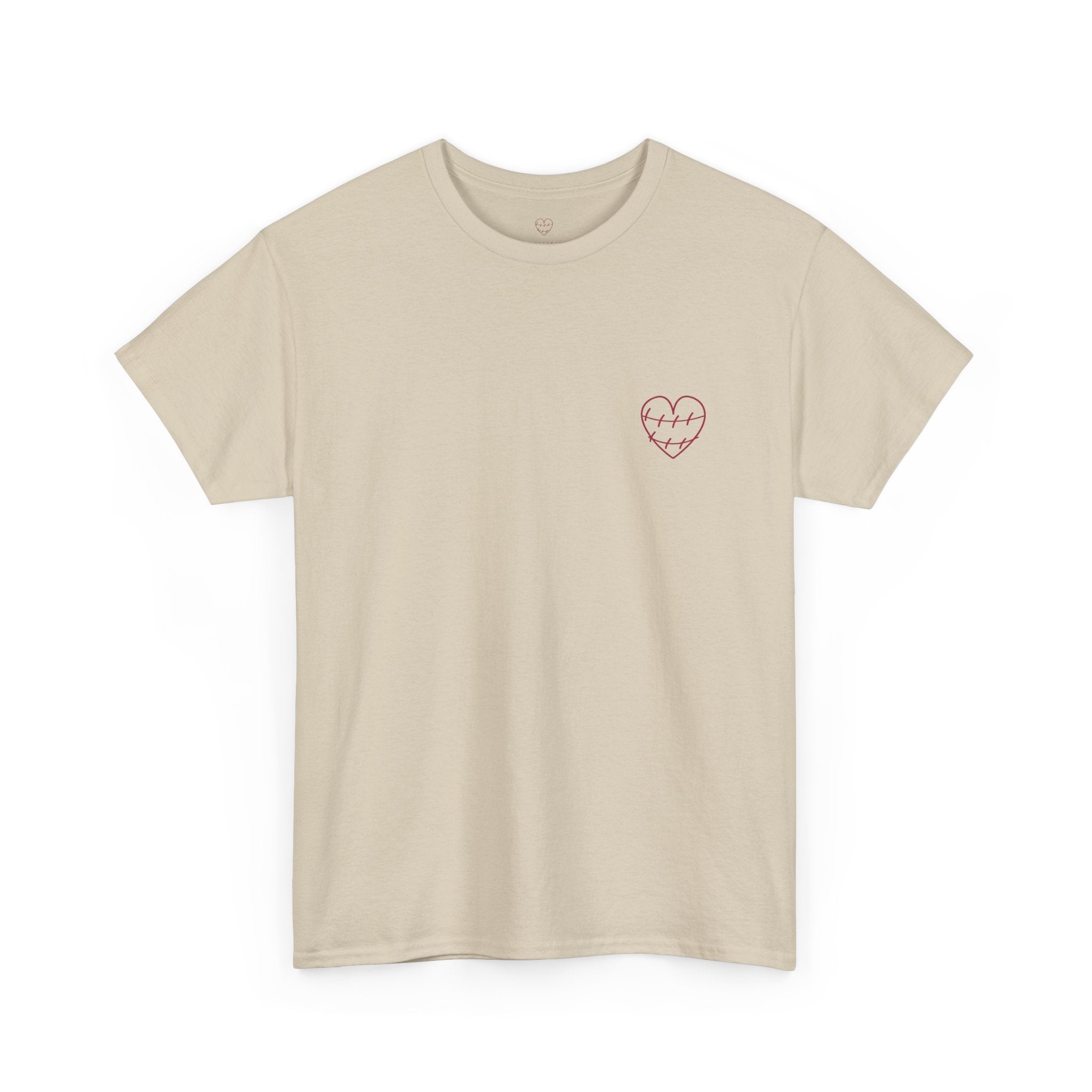 Heart Script Tee — 'Love Me Back Together' Minimalist Cotton T-Shirt