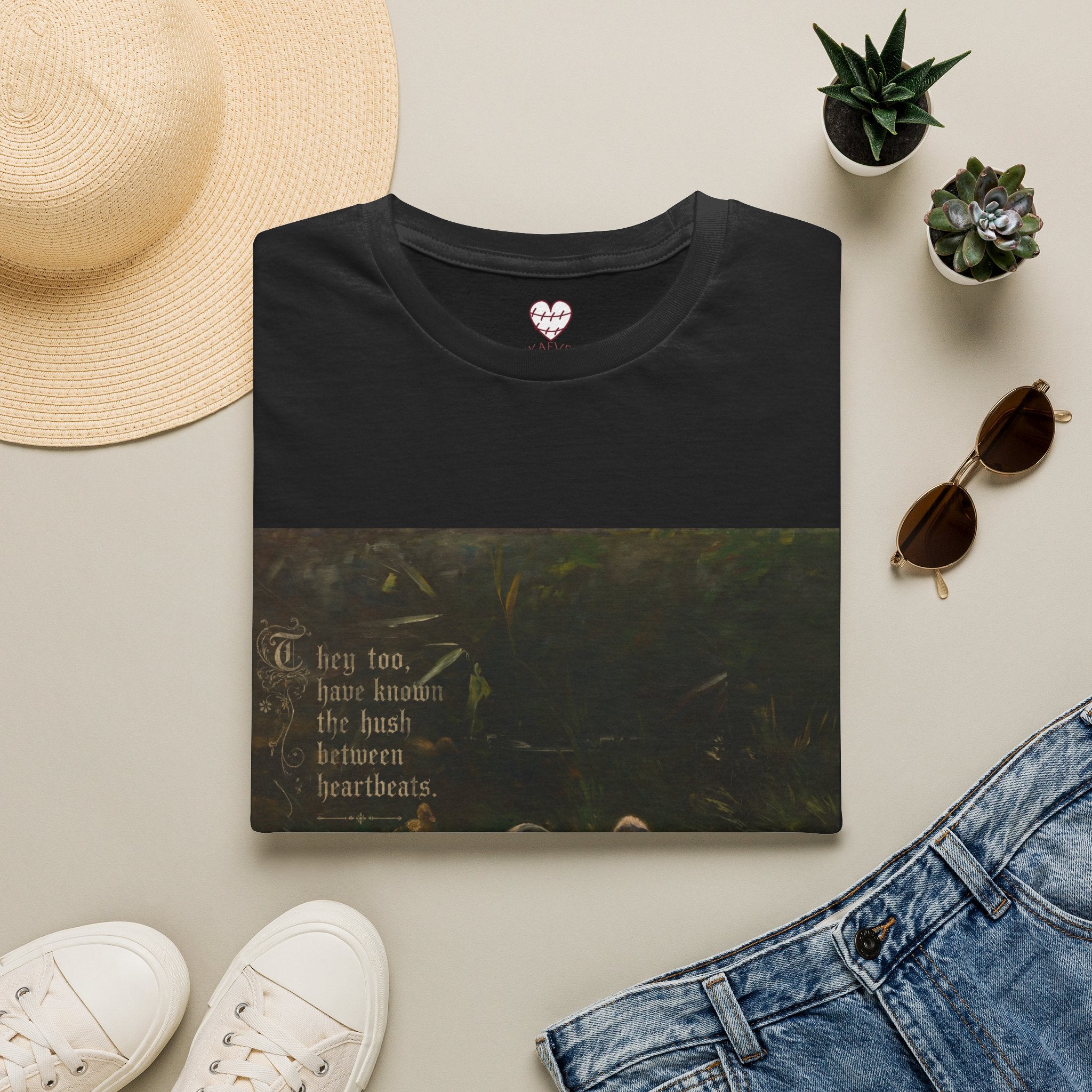 Vintage Cottagecore Tee — "To live too, have known the hush between heartbeats"