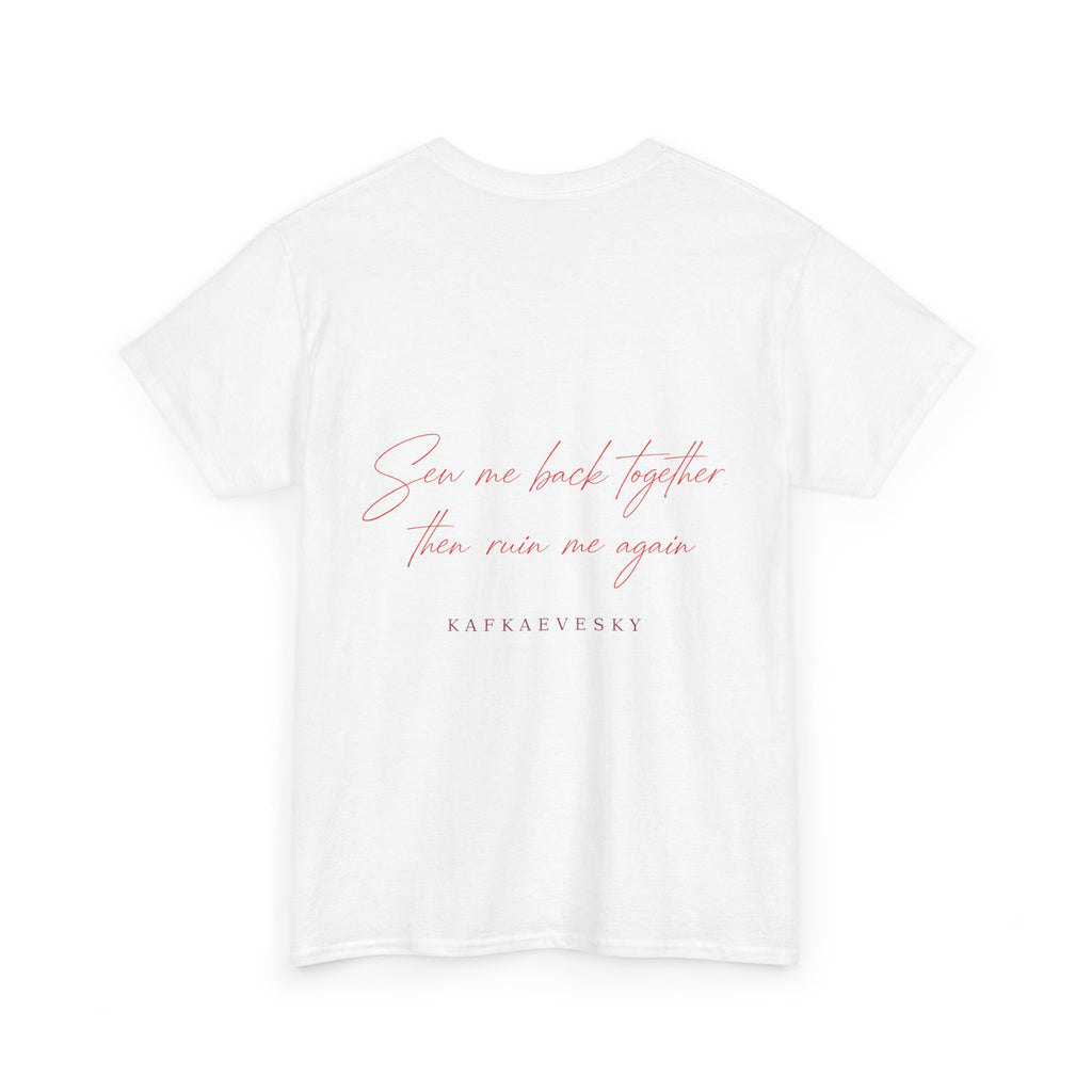 Heart Script Tee — 'Love Me Back Together' Minimalist Cotton T-Shirt