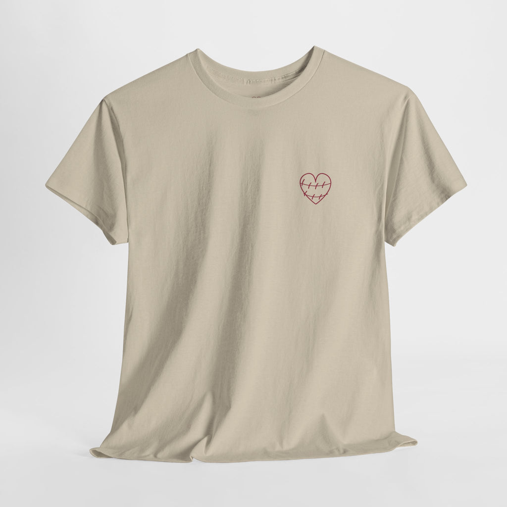 Heart Script Tee — 'Love Me Back Together' Minimalist Cotton T-Shirt