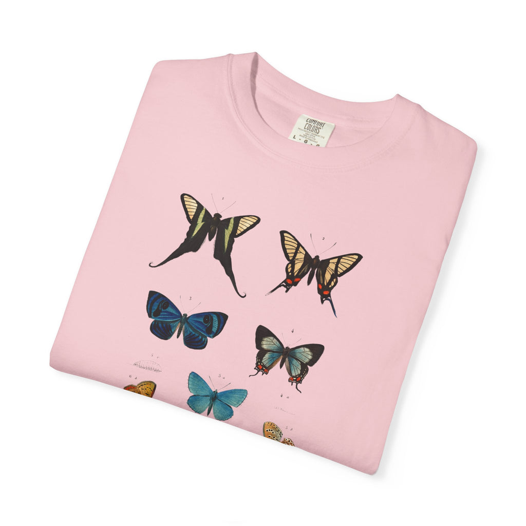 Butterfly & Floral Bird Tee — Vintage Nature Graphic T-Shirt