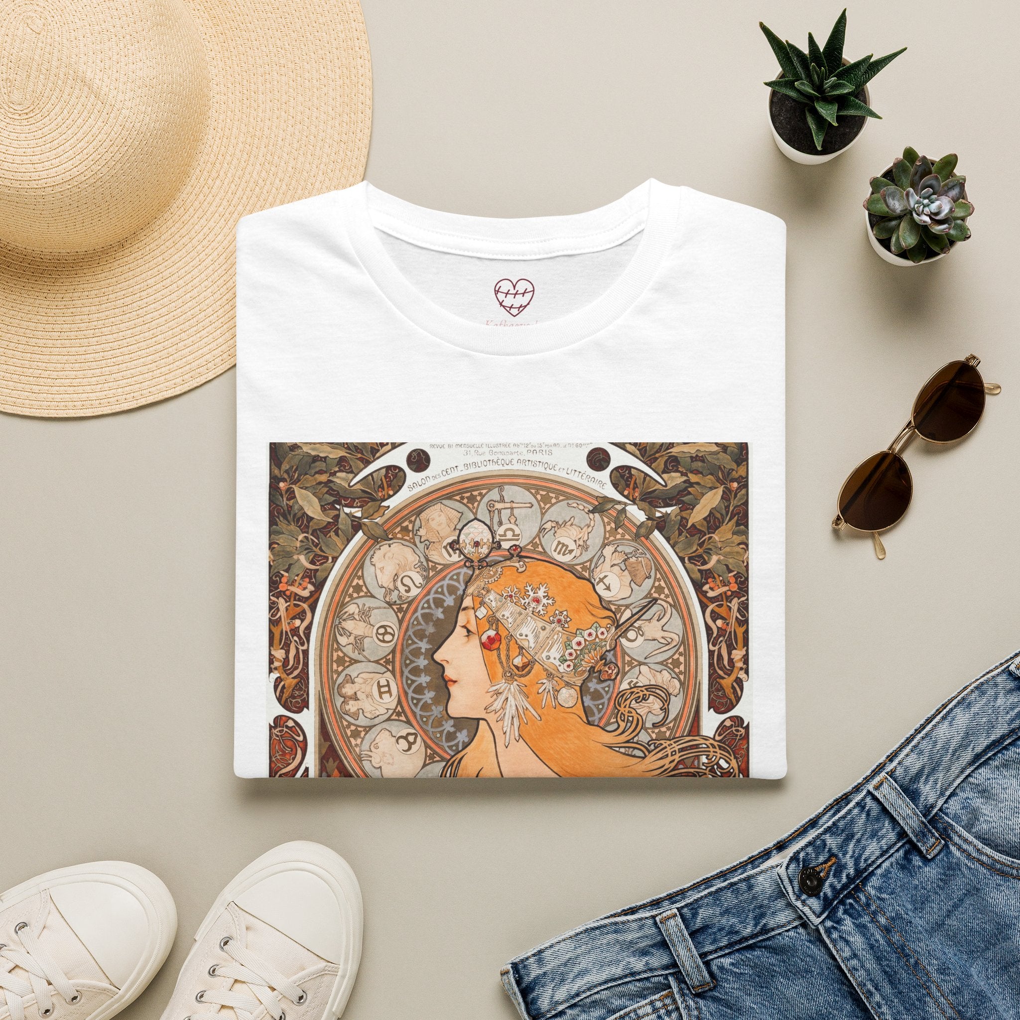 Art Nouveau Floral Goddess T-Shirt — Vintage Portrait Tee
