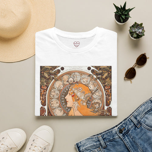 Art Nouveau Floral Goddess T-Shirt — Vintage Portrait Tee