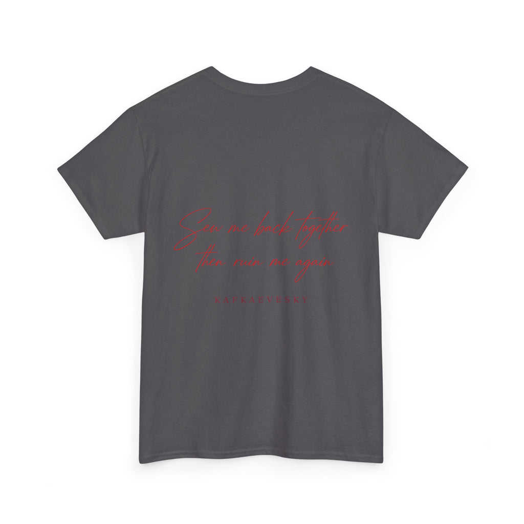 Heart Script Tee — 'Love Me Back Together' Minimalist Cotton T-Shirt