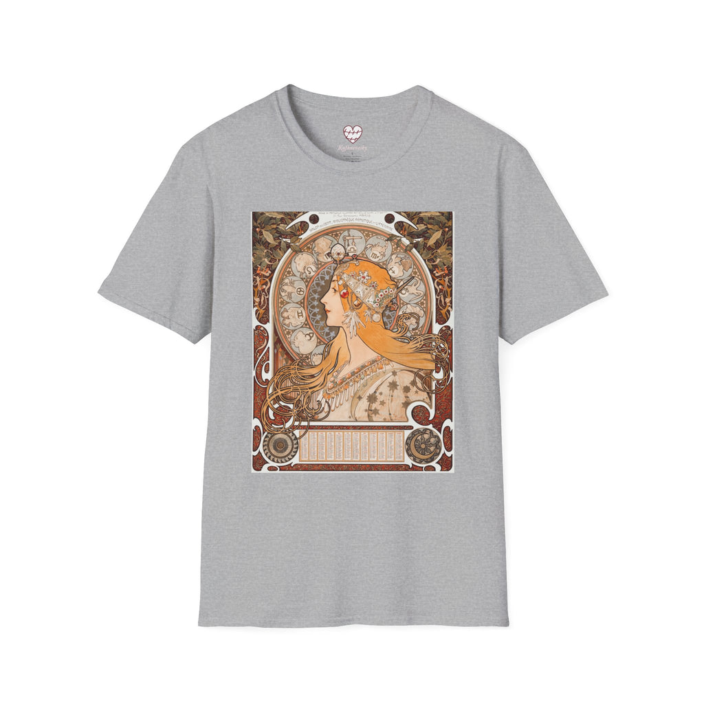 Art Nouveau Floral Goddess T-Shirt — Vintage Portrait Tee