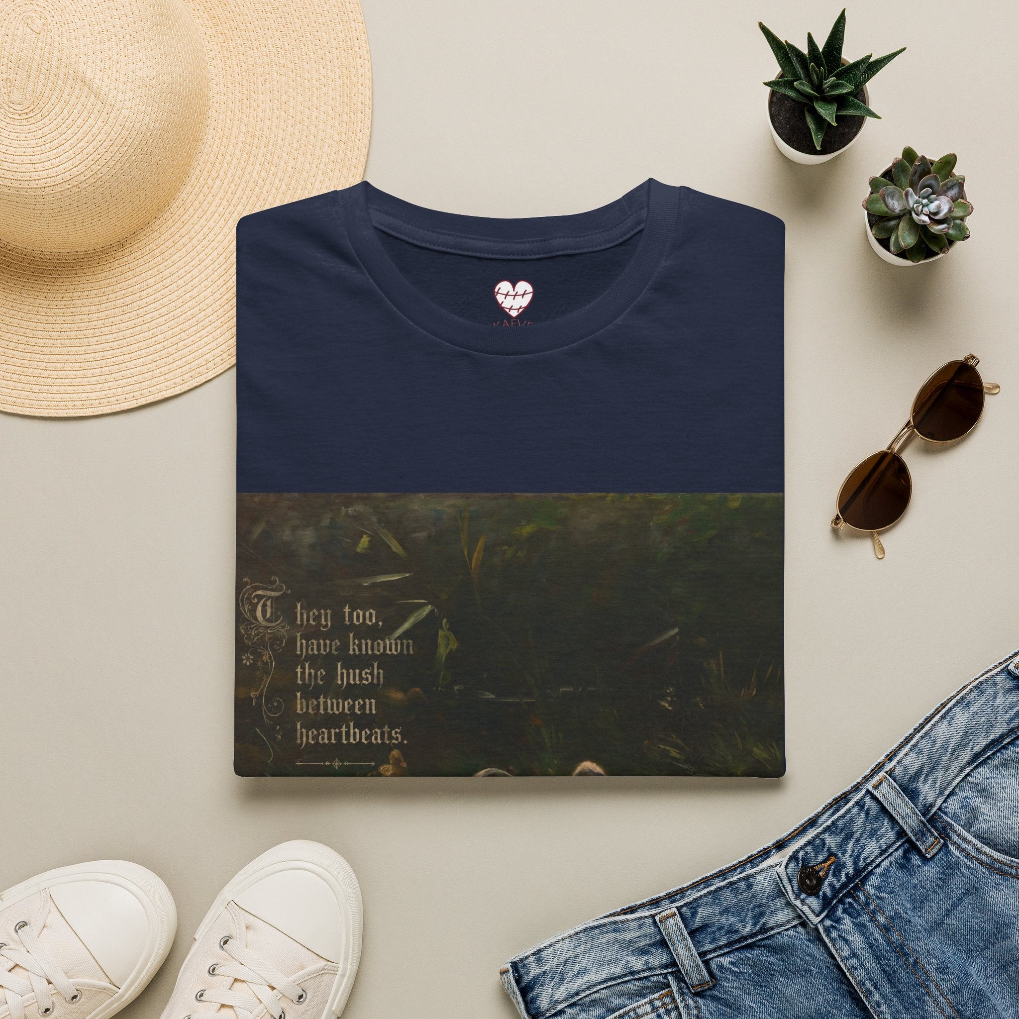 Vintage Cottagecore Tee — "To live too, have known the hush between heartbeats"