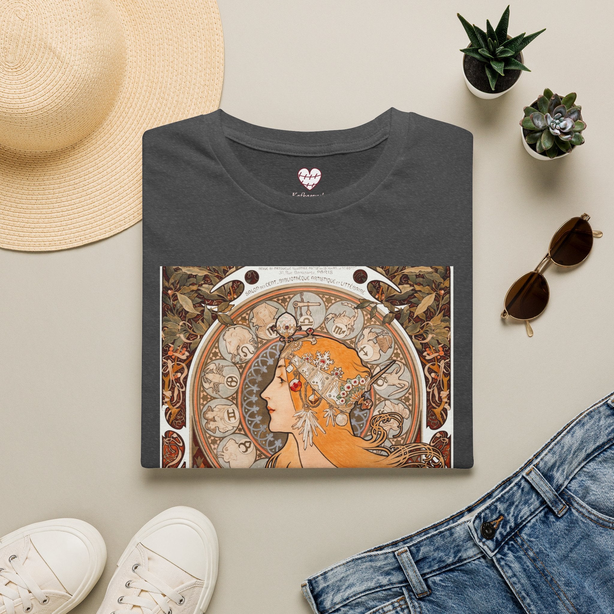 Art Nouveau Floral Goddess T-Shirt — Vintage Portrait Tee