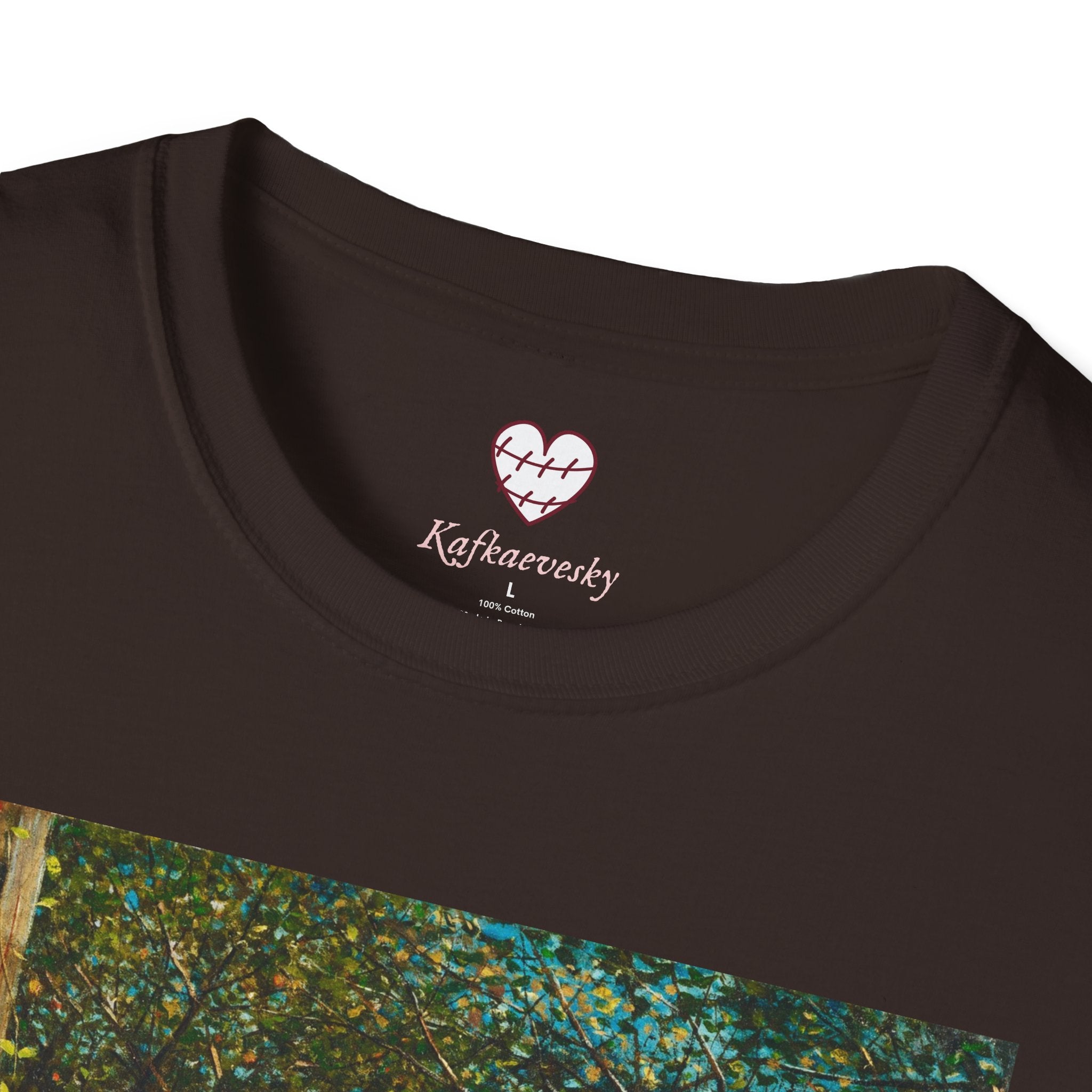 Art Nouveau Garden Print T‑Shirt — Woman in White Vintage Painting Tee
