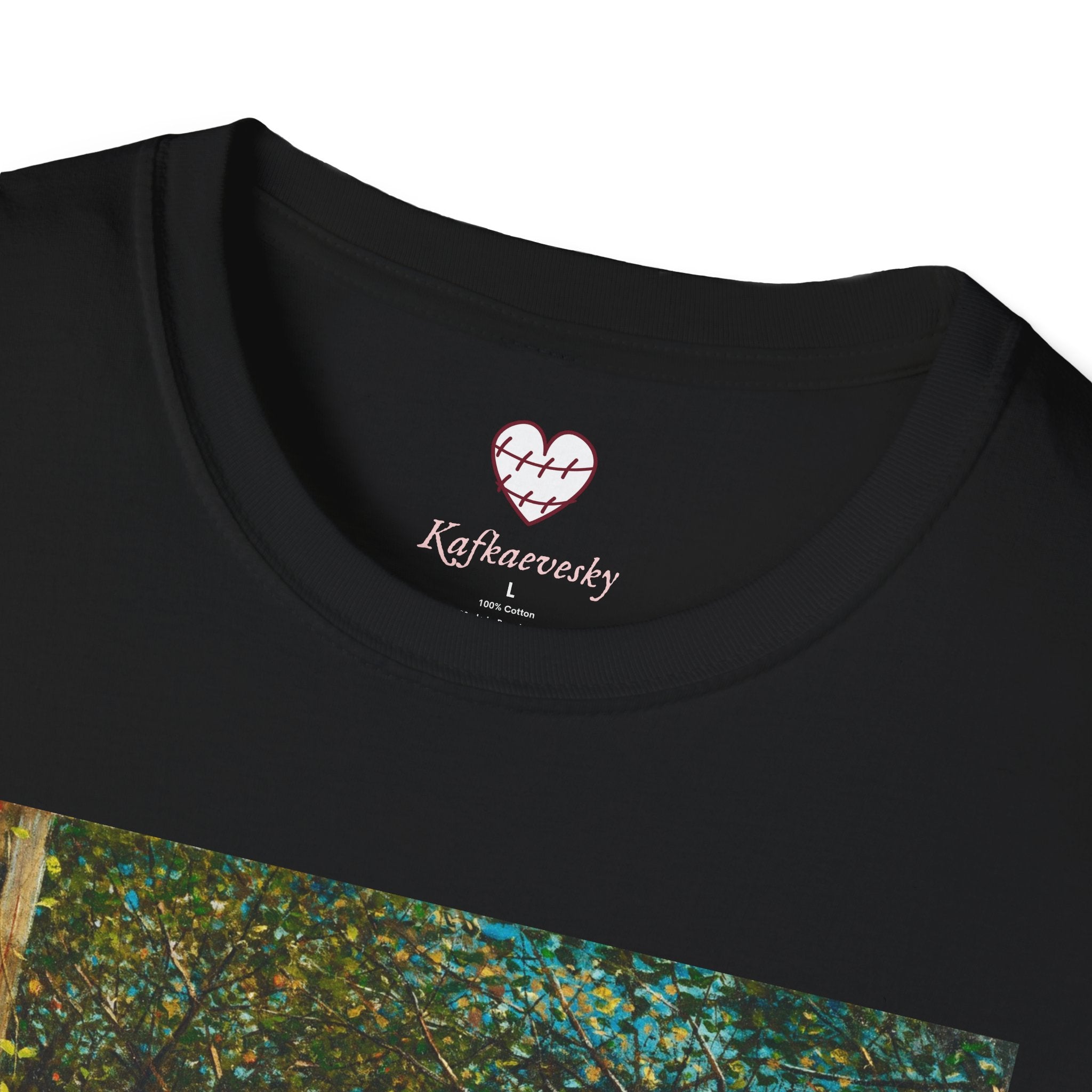 Art Nouveau Garden Print T‑Shirt — Woman in White Vintage Painting Tee