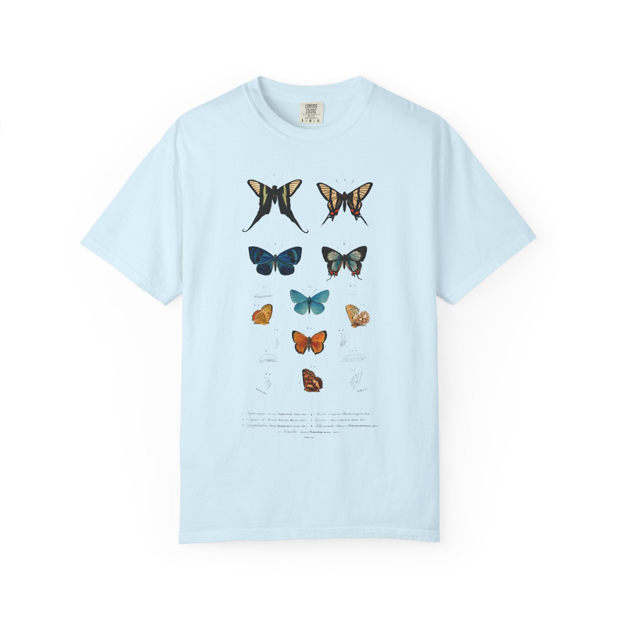 Butterfly & Floral Bird Tee — Vintage Nature Graphic T-Shirt