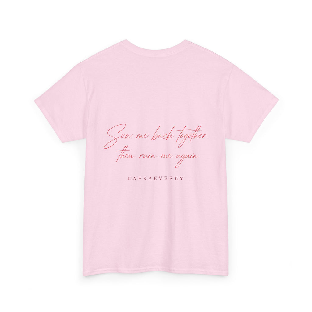 Heart Script Tee — 'Love Me Back Together' Minimalist Cotton T-Shirt