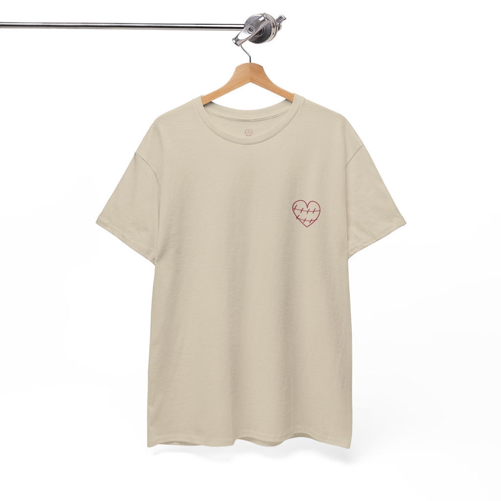 Heart Script Tee — 'Love Me Back Together' Minimalist Cotton T-Shirt