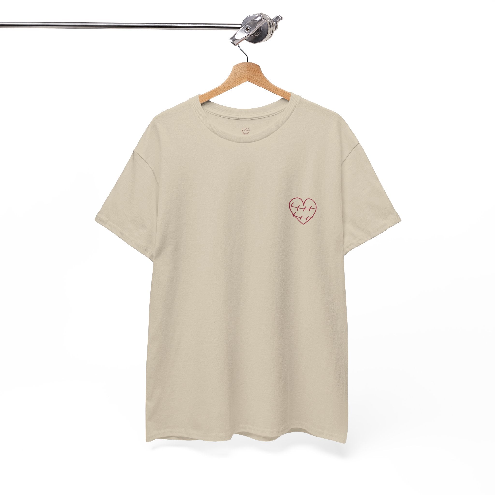 Heart Script Tee — 'Love Me Back Together' Minimalist Cotton T-Shirt