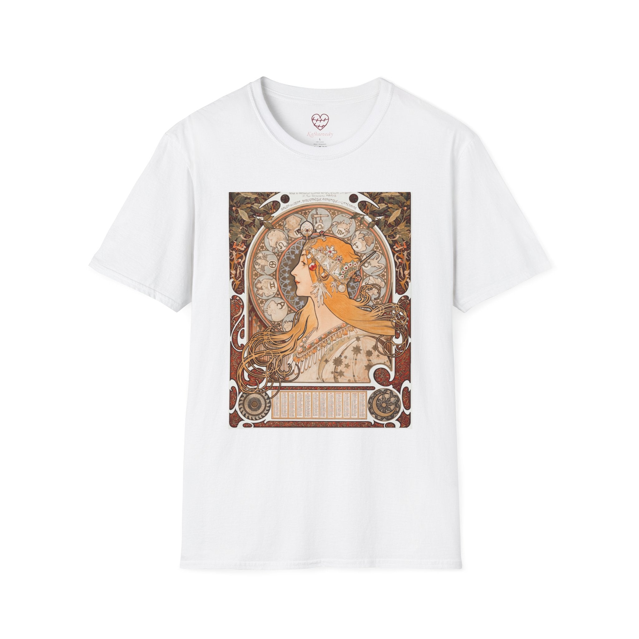Art Nouveau Floral Goddess T-Shirt — Vintage Portrait Tee