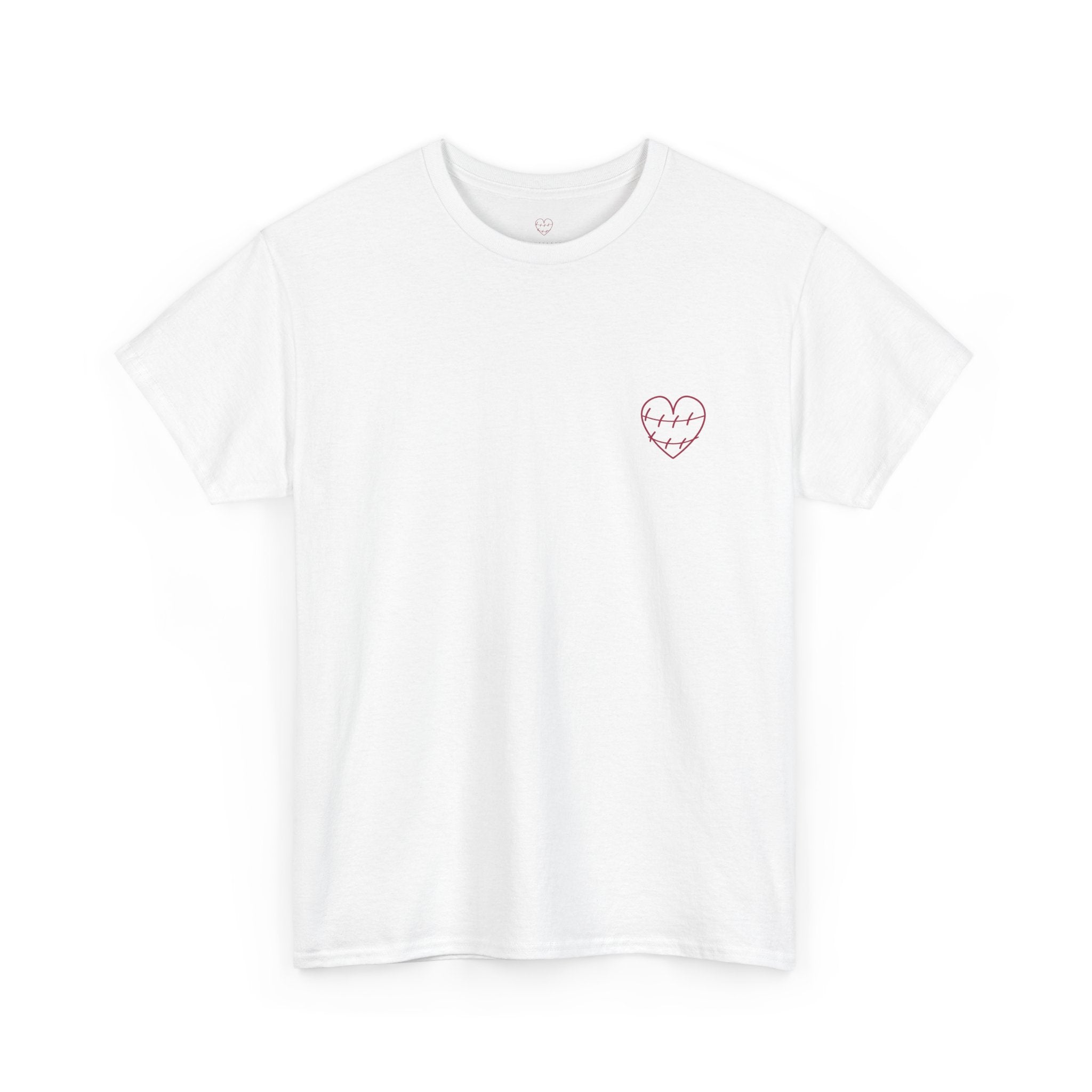 Heart Script Tee — 'Love Me Back Together' Minimalist Cotton T-Shirt