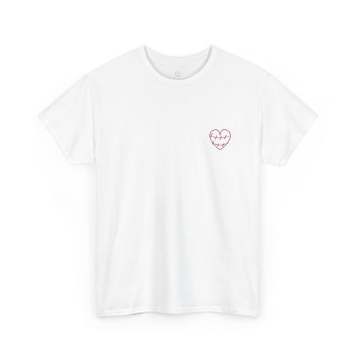 Heart Script Tee — 'Love Me Back Together' Minimalist Cotton T-Shirt