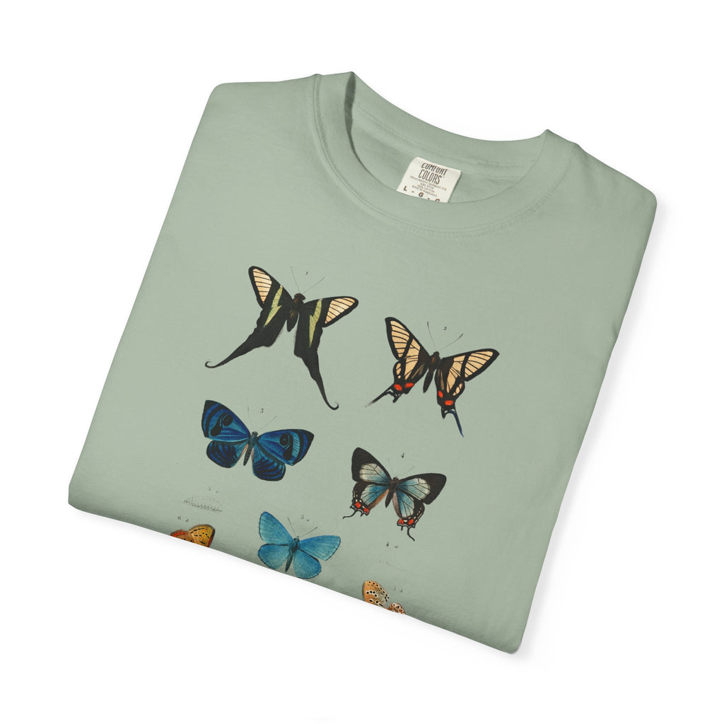 Butterfly & Floral Bird Tee — Vintage Nature Graphic T-Shirt