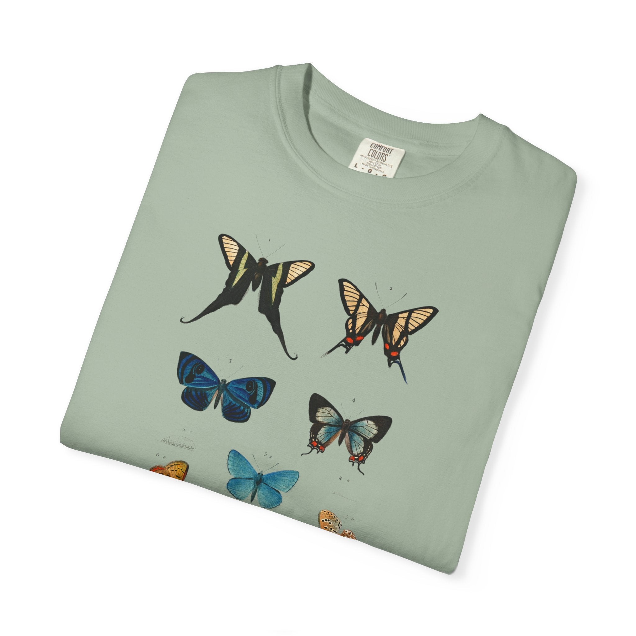 Butterfly & Floral Bird Tee — Vintage Nature Graphic T-Shirt
