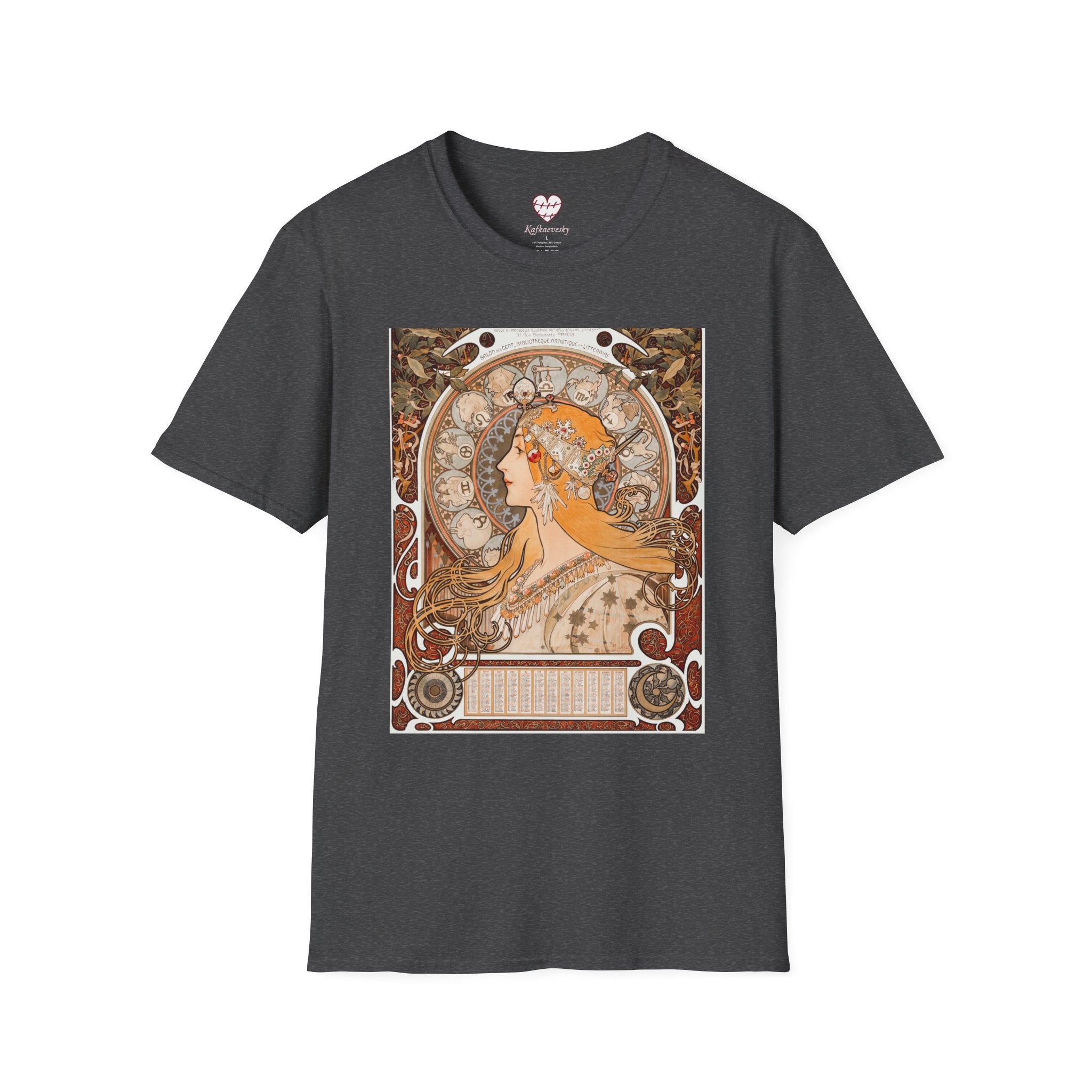 Art Nouveau Floral Goddess T-Shirt — Vintage Portrait Tee