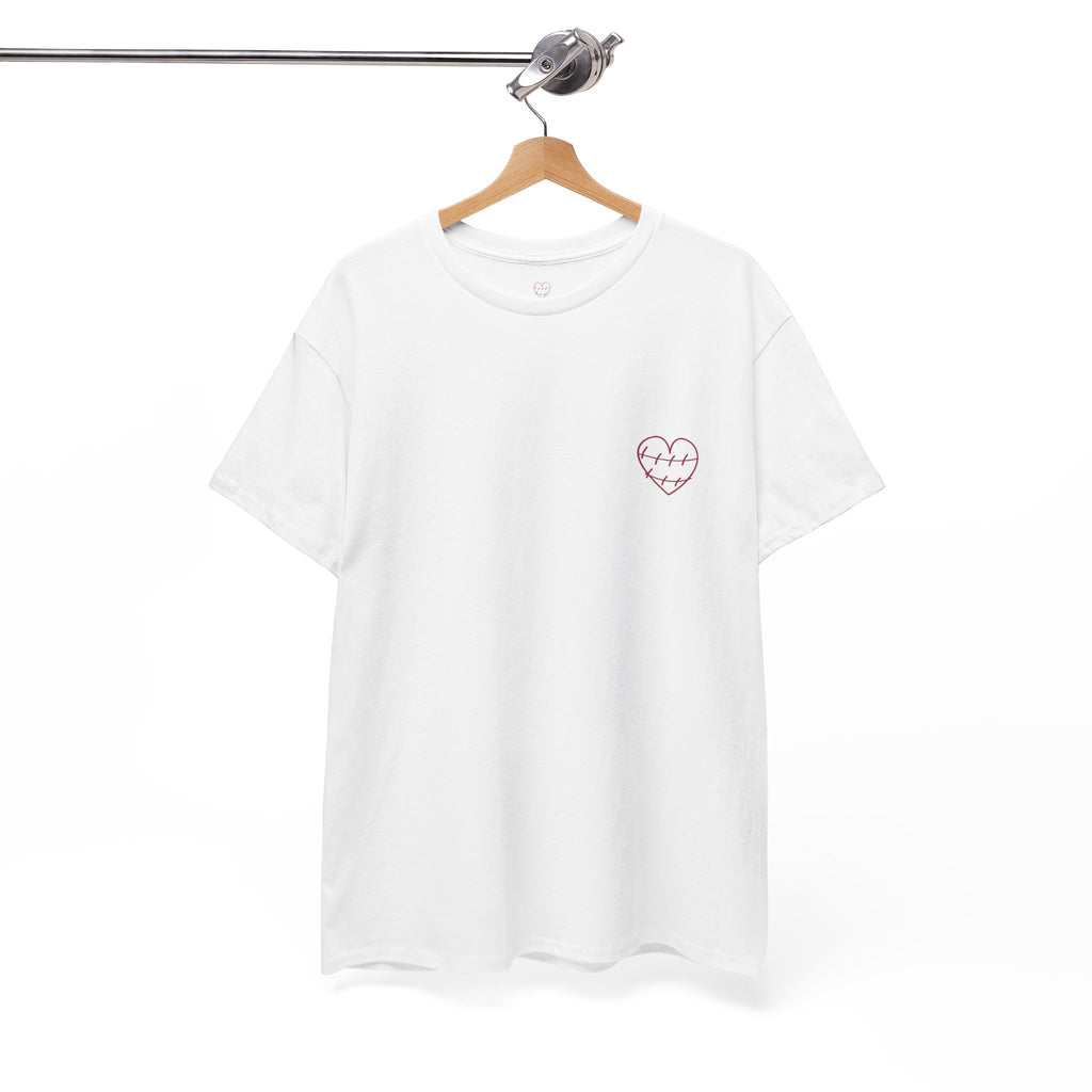 Heart Script Tee — 'Love Me Back Together' Minimalist Cotton T-Shirt